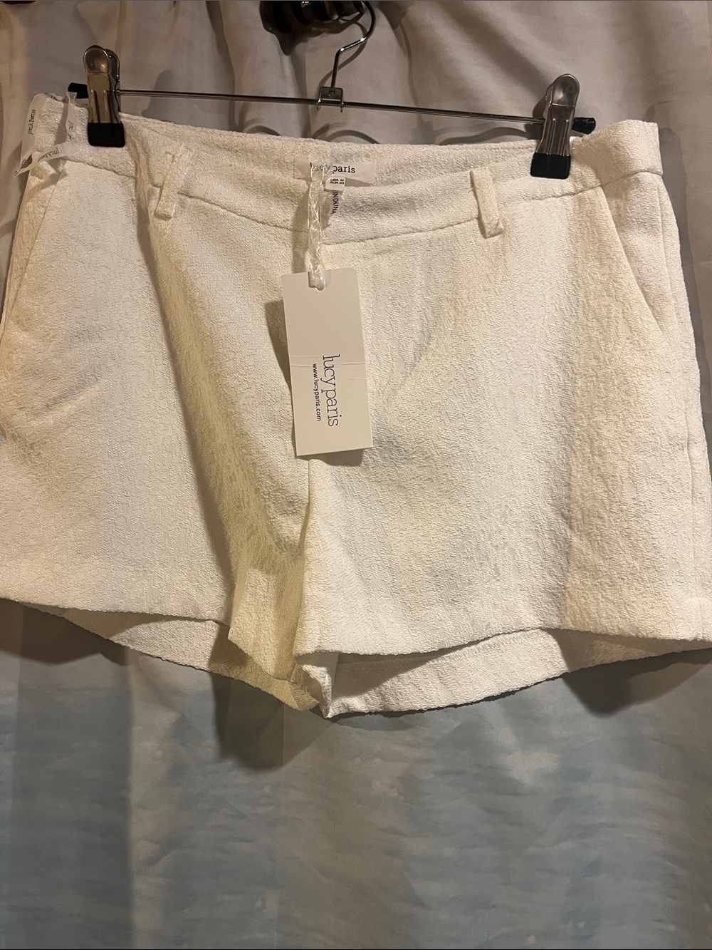 Lucy Paris Off-White Terry Shorts with Belt Loops